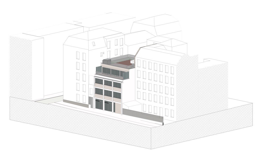 Réhabilitation et surélévation d'un immeuble de bureau à Paris 17e – dessin 1