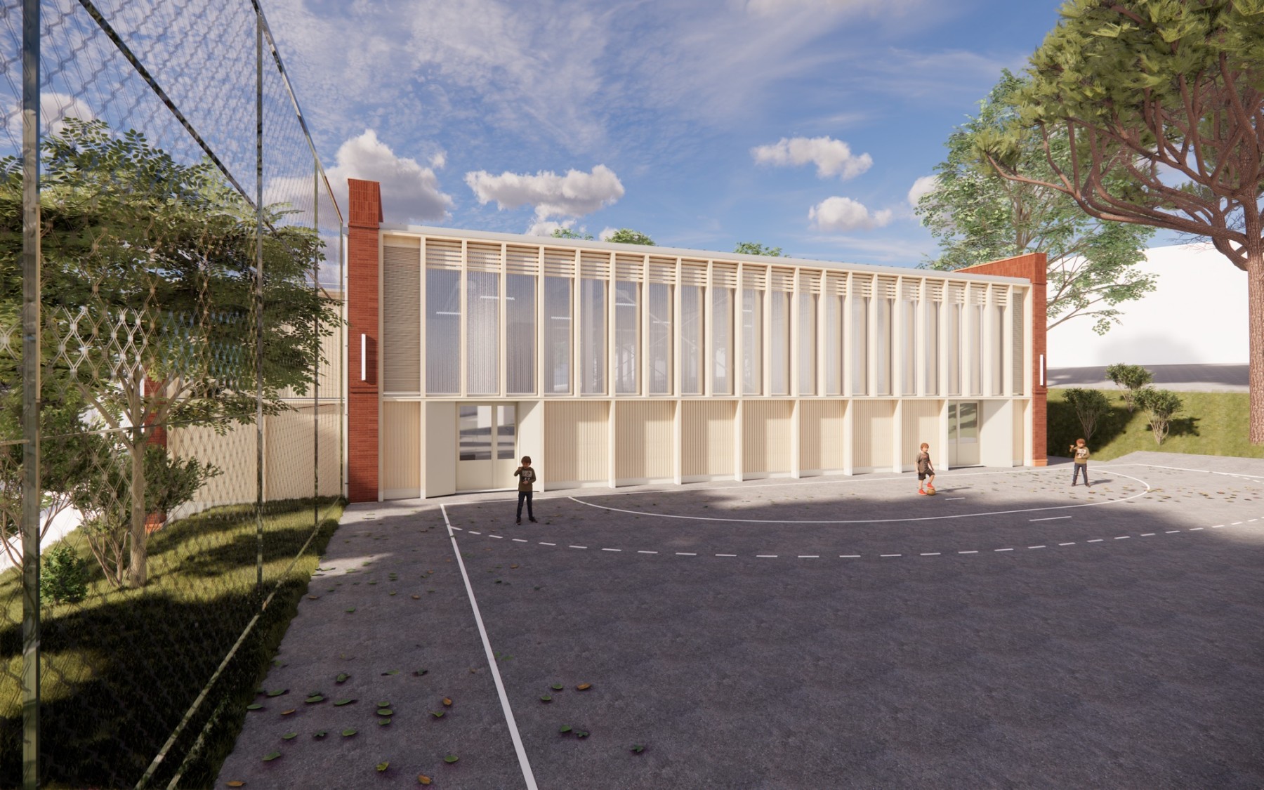 Façade sur le plateau sportif