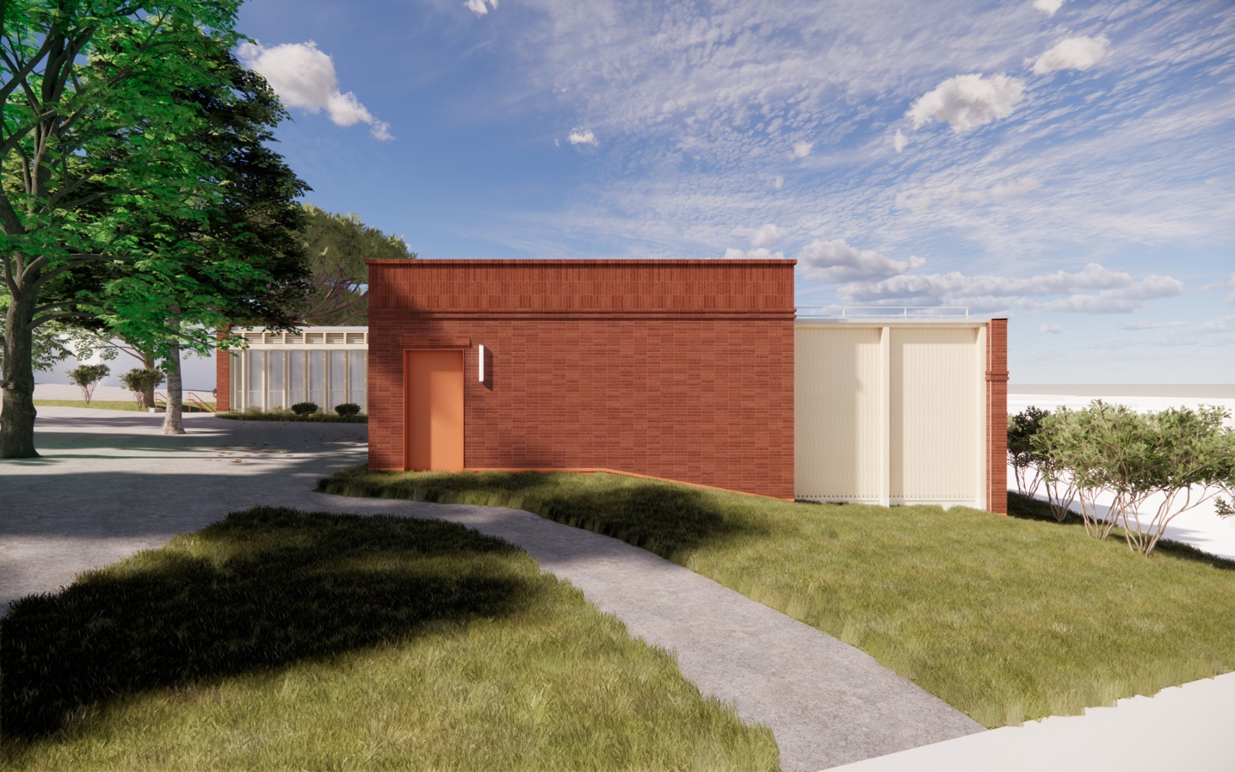 Extension des vestiaires, façade est