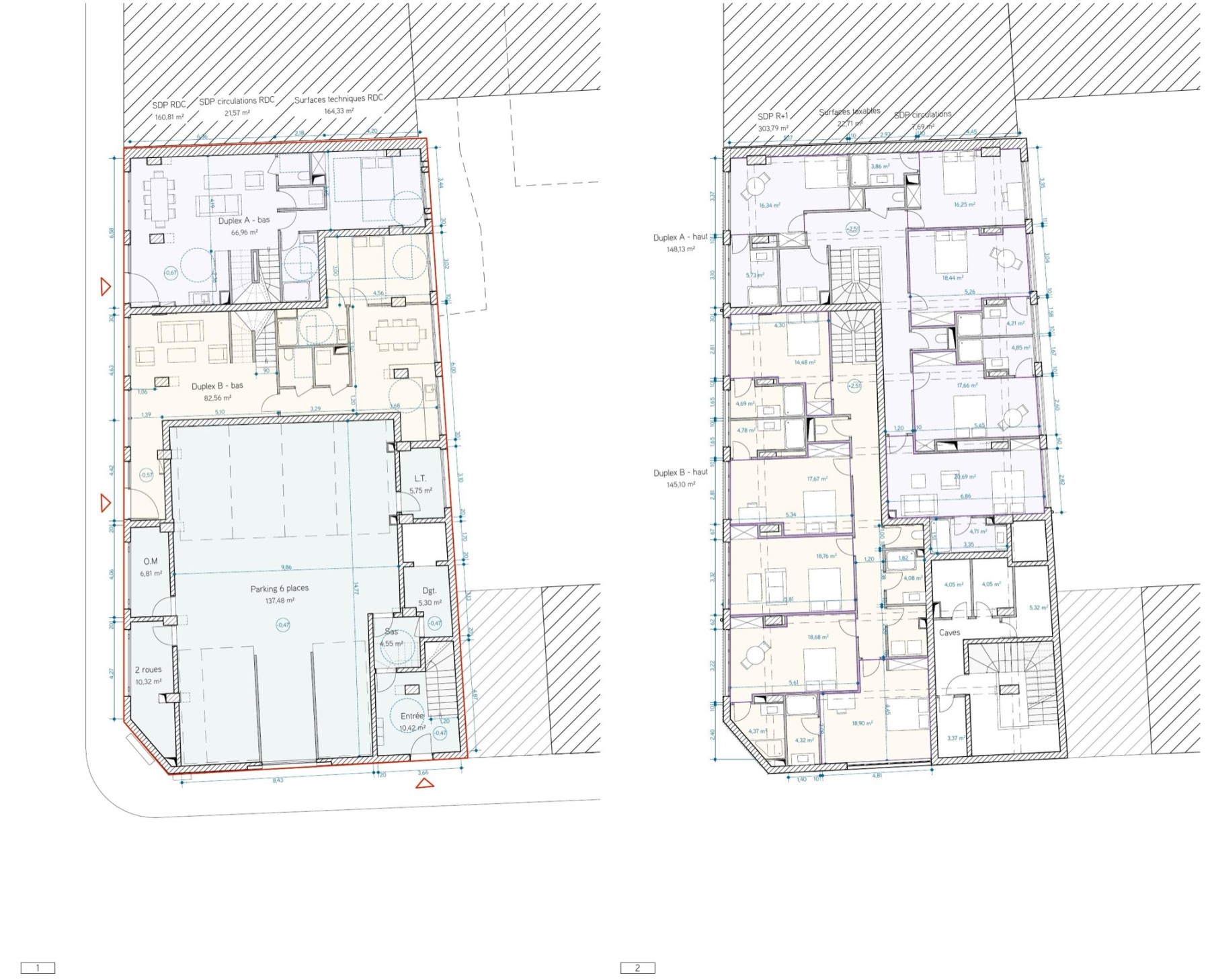 Plans du rez-de-chaussée et de l'étage
