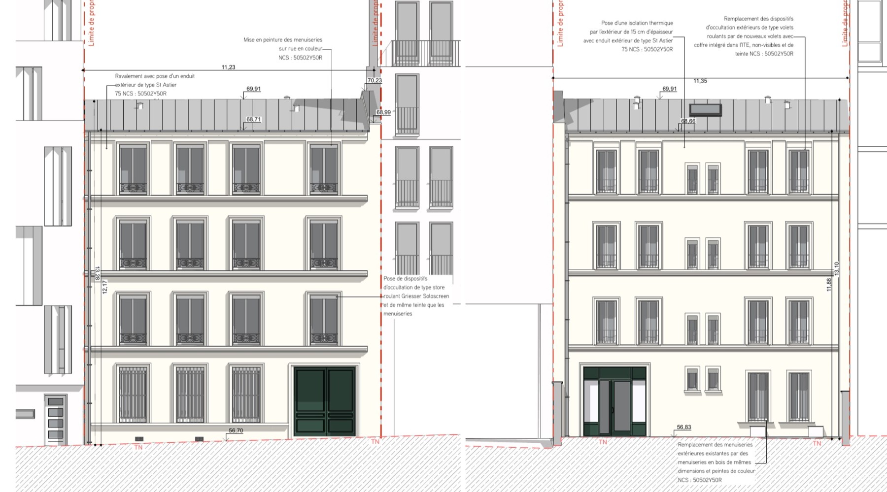 Façades sur rue et sur cour (déclaration préalable)