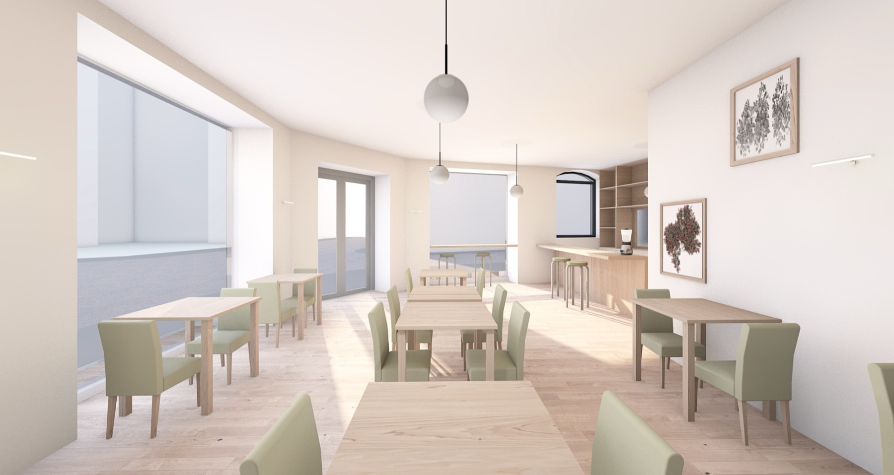 Vue du restaurant en rez-de-chaussée