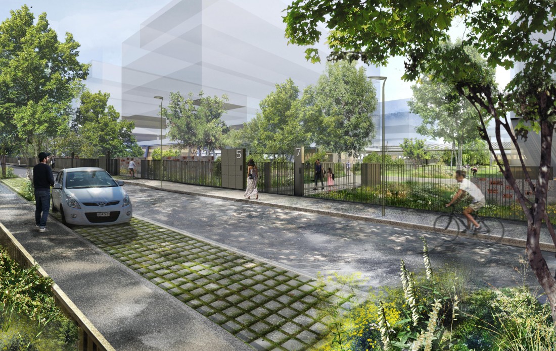 Vue depuis la rue des Usines Deville