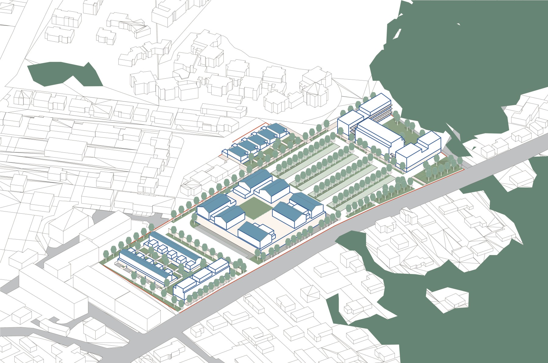 Étude urbaine sur le site auchan – dessin 1